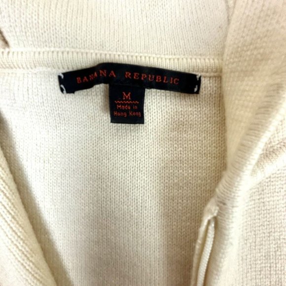 VTG Banana Republic Y2K Wool Zip Sweater Hood Cream Womens Medium EXCELLENT RARE - Picture 7 of 12